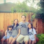 Family in matching shirts